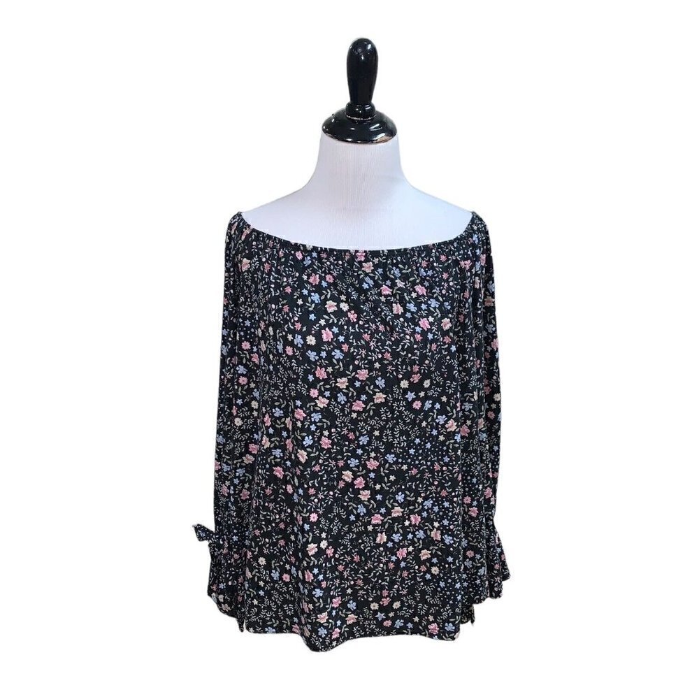 Twenty Second 22nd Women's Off the Shoulder Top S Small Floral Soft Long Sleeves